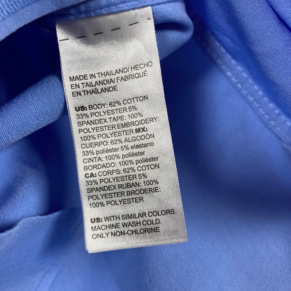 Chicos No Iron Chic Stretch Blue Button Down Shirt Blouse Womens Size 2 Large 12 - Picture 4 of 7